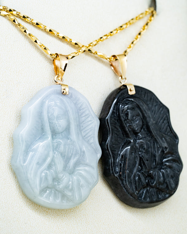 Micro Virgin Mary Jade Pendant