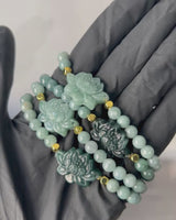 Blue Beaded Lotus Jade Bracelet
