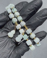 Cube Beaded Gong Jade Bracelet