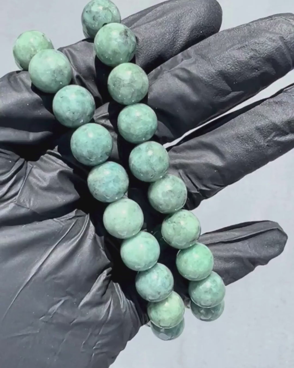 Large Green Beaded Jade Bracelets