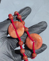 Rare Red Donut Jade Rope Bracelet