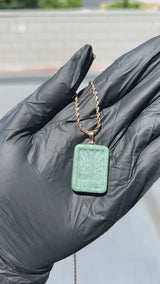 Micro Angkor Wat Green Jade Pendant