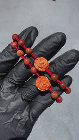 Rare Red Rose Jade Rope Bracelet