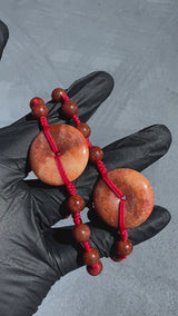 Rare Red Donut Jade Rope Bracelet