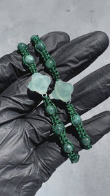 Beaded Rope Clover Jade Bracelet