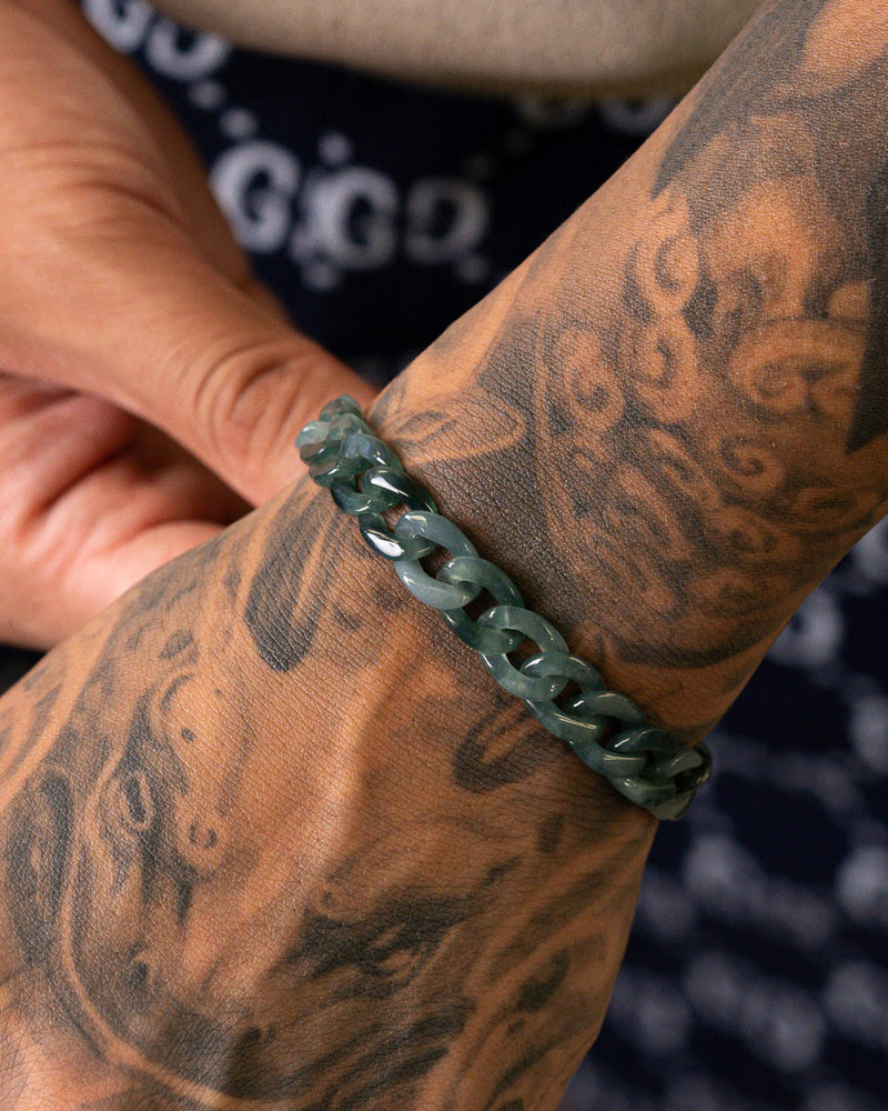 Blue Cuban Link Jade Bracelet