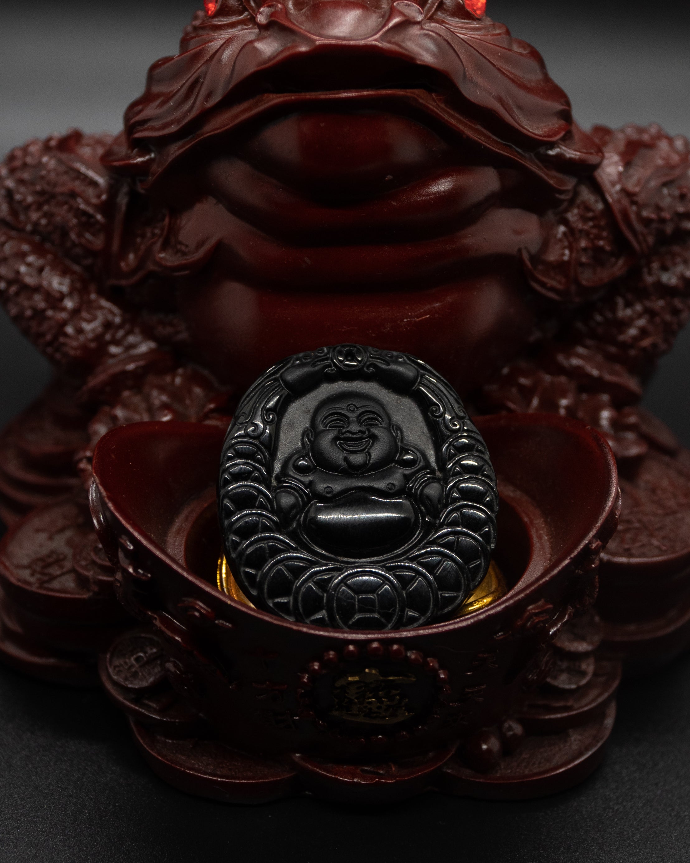 Black Jade Buddha with Lucky Coin The Jade Jewelers