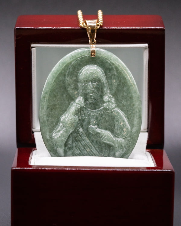 Jesus Green Jade Pendant