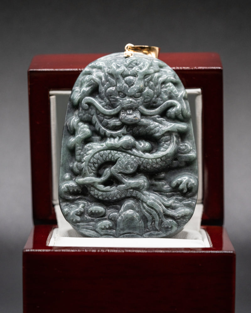 Dragon flying over four seas Jade Pendant