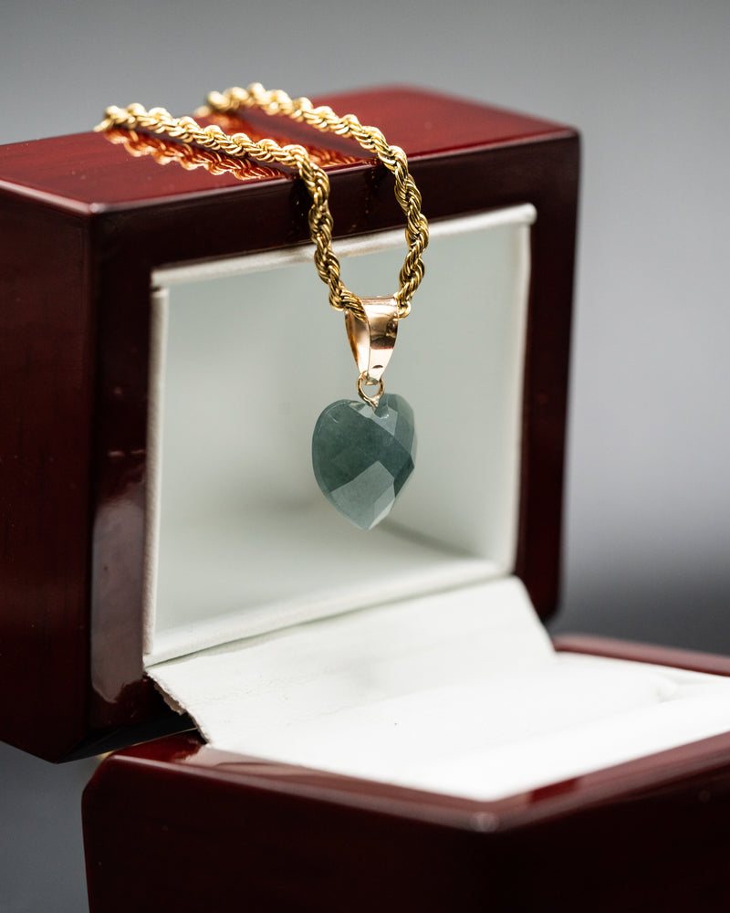 #4 Micro Heart Diamond Cut Jade Pendant