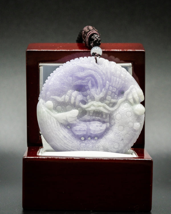 z. One of one Lavender Circle Jade Dragon Pendant