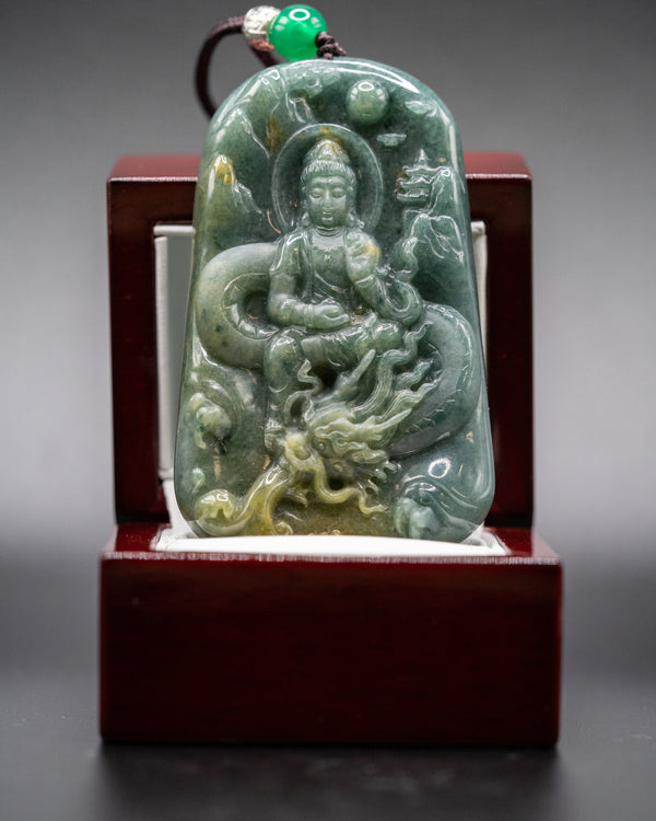 z. One of One Two-Tone Blue/Yellow Buddha with Dragon Pendant