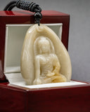 One of One Yellow Jade Meditating Buddha Pendant