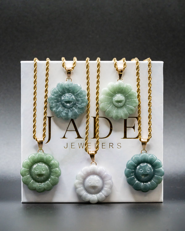 Micro Floral Jade Pendant