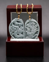 Dragon/Phoenix Split Heart Jade Couples Pendant (TWO IN ONE)